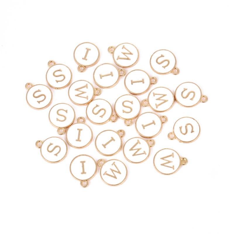 26-Piece A-Z Double-Sided Oil Drop English Letter Pendants for DIY Jewelry & Bracelets