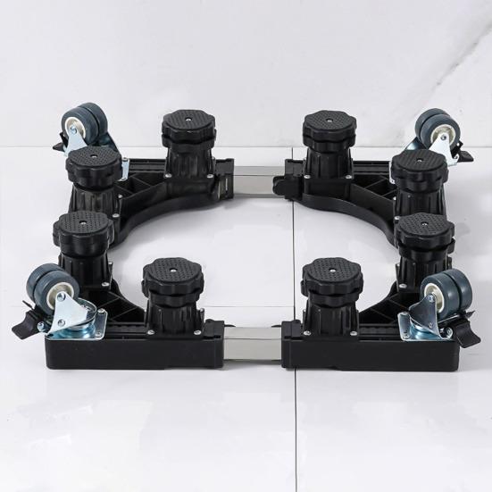 Washing Machine Base Adjustable Fridge Stand Stable Heightening Bracket Universal Waterproof Dryer with 360-Degree Rotating Wheels Moisture-proof