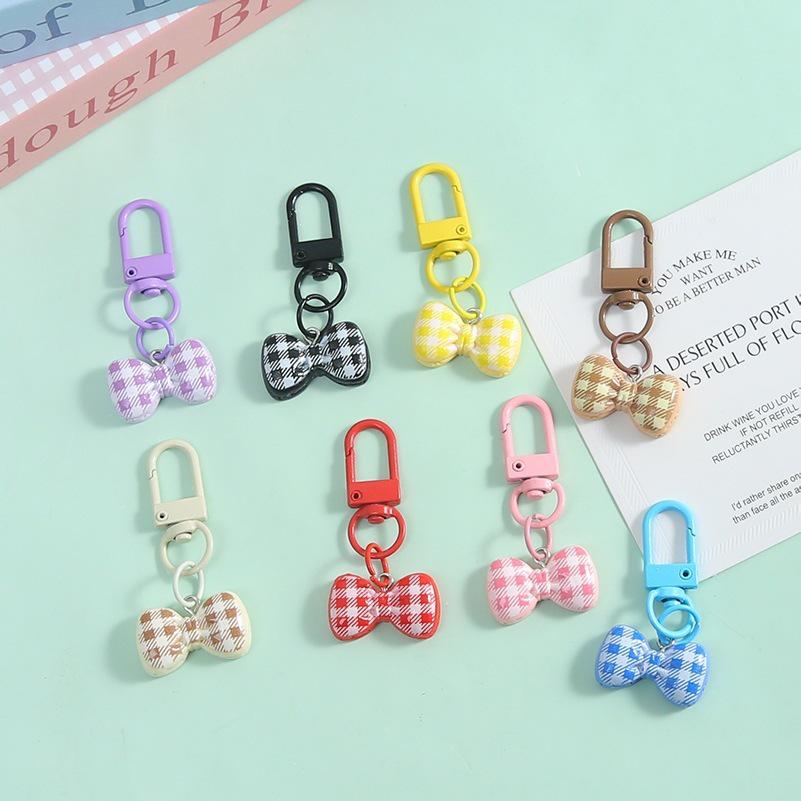 Colorful Striped Bow Keyring Pendant for Bags