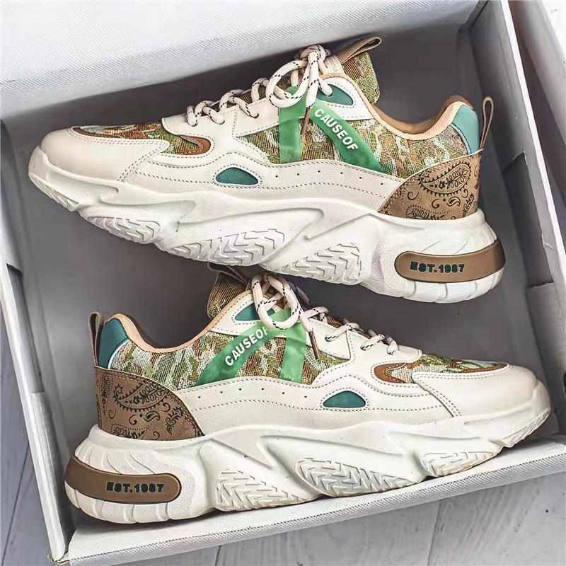 

Модные интернет-знаменитости Мужская обувь Летние дышащие мужские спортивные сетчатые туфли на высокой платформе Кроссовки на шнуровке Теннисные туфли для мужчин 44 хаки