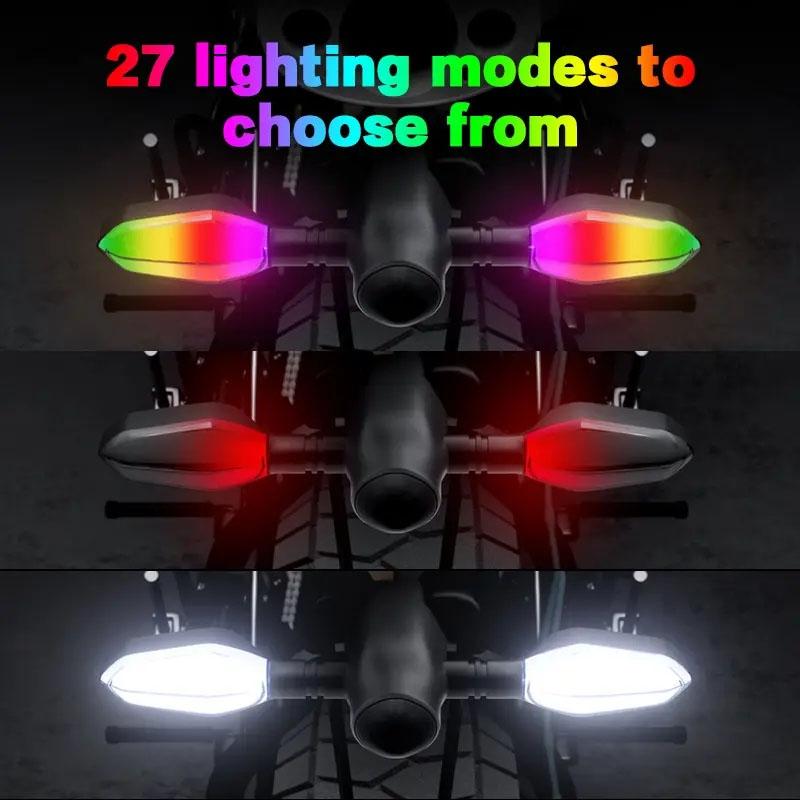 2Pcs Motorcycle Turn Signals LED Projector Turn Signal Lights with Arrow Projection  Waterproof 27 ModesBlinkers Warn Light