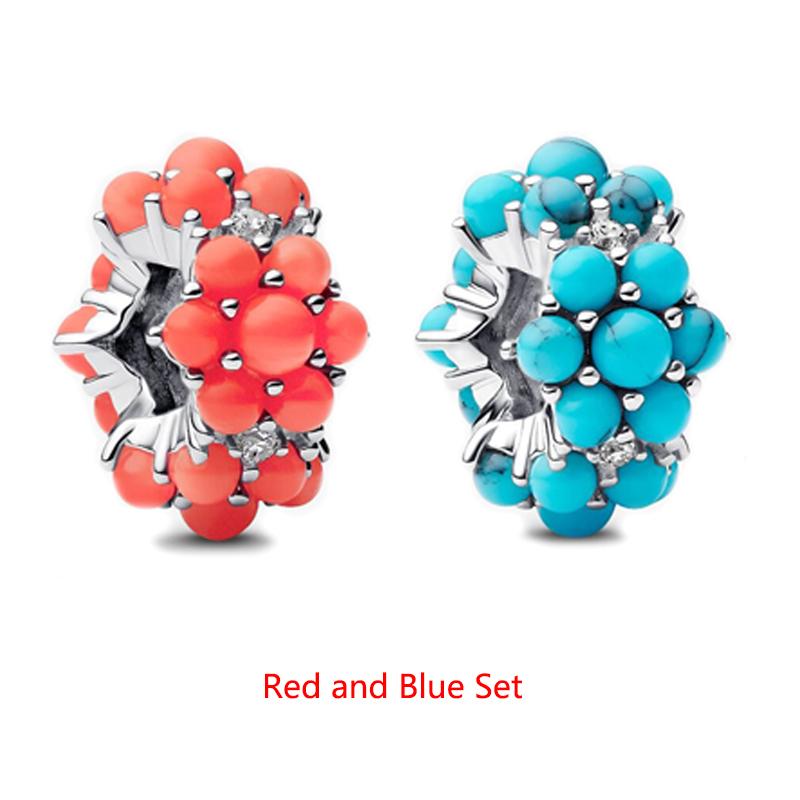 

Latest 925 Sterling copper Red Blue Couple Style Original Charm Beads Suitable For Women DIY Bracelet Zircon Gift Box Birthday 3mm-4mm