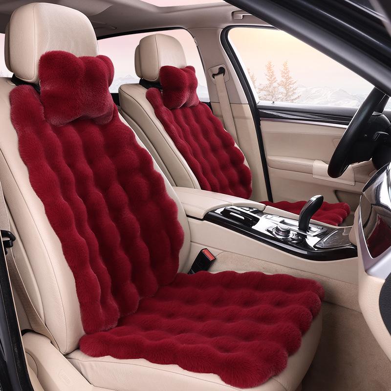 Plush Faux Rabbit Fur Car Seat Cushion: Luxurious Lumbar Support for Autumn and Winter Comfort
