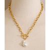 Yhpup Stainless Steel Baroque Imitation Pearls Pendant Necklace Bracelet Bangle Toggle-Clasps Fashion High Quality Chain Jewelry