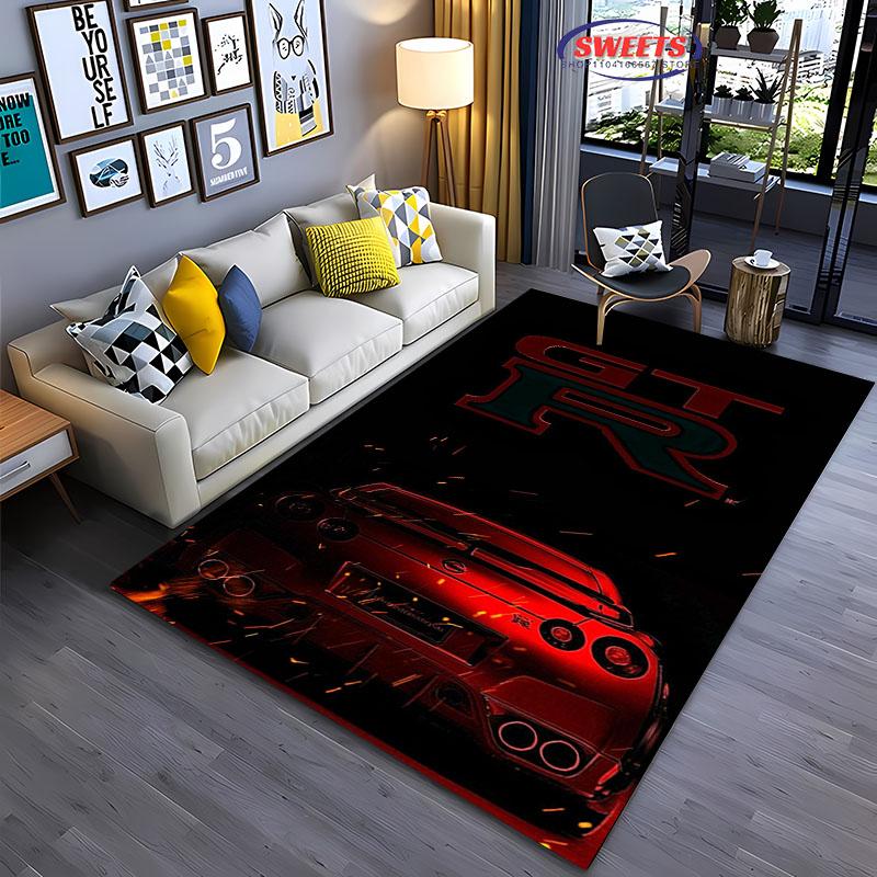 3D HD Printing Classic GTR Racing Car Area Rug,Carpet for Living Room Bedroom Sofa Doormat Decor Rug Non-slip Floor Mat Alfombra