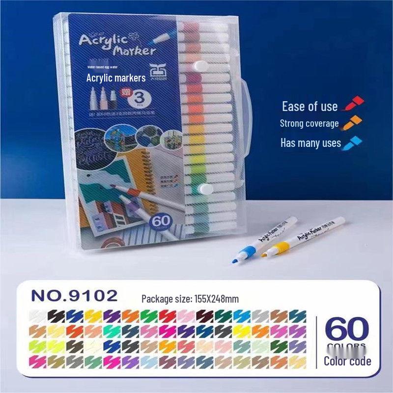 48/60 Color Set of Child-Safe Waterproof Acrylic Markers: Non-Bleeding, Non-Fading for DIY Graffiti and Hand-Painting
