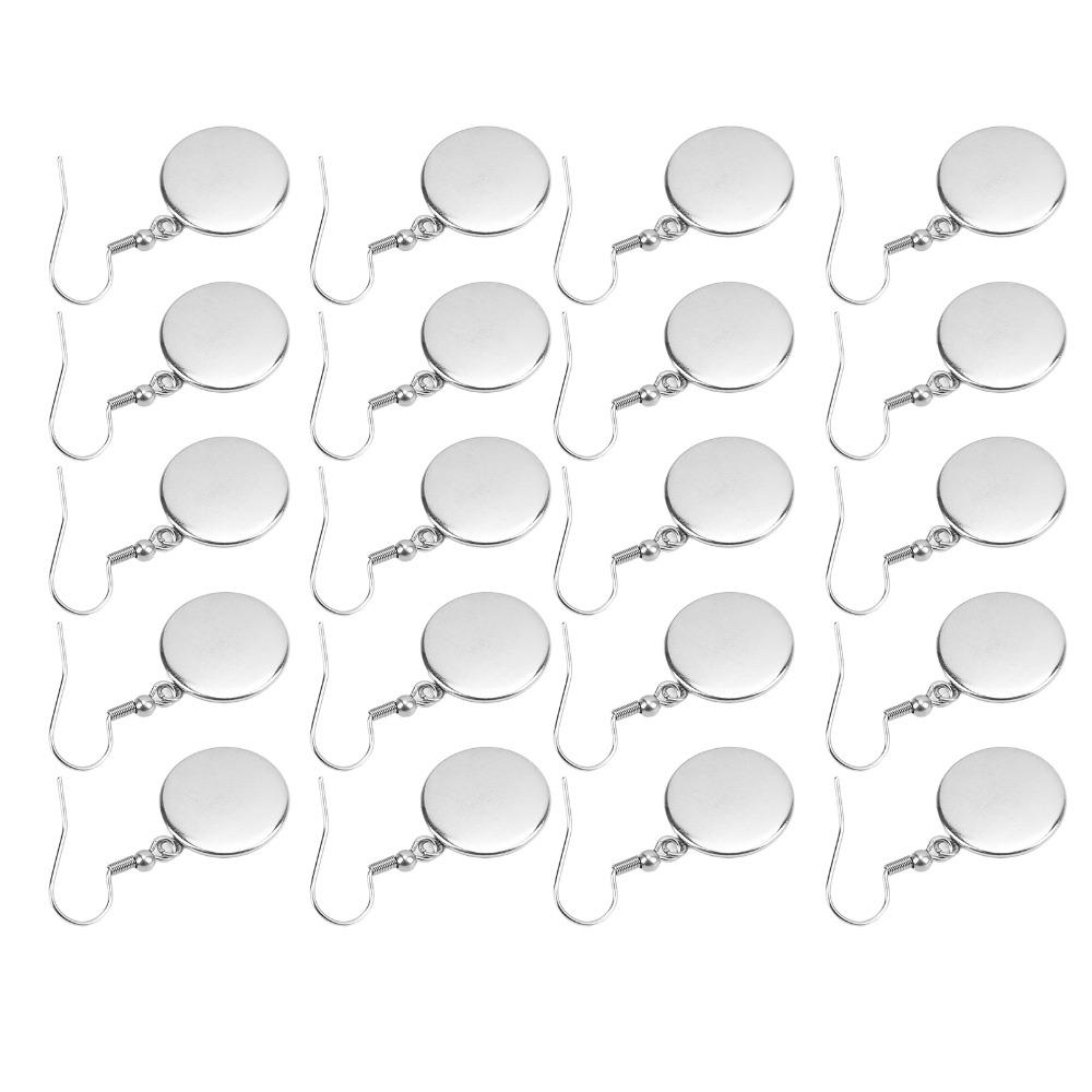 20pcs Stainless Steel Jewelry DIY Accessory 16mm Earrings Wire Hooks Blanks  Earrings Crafts