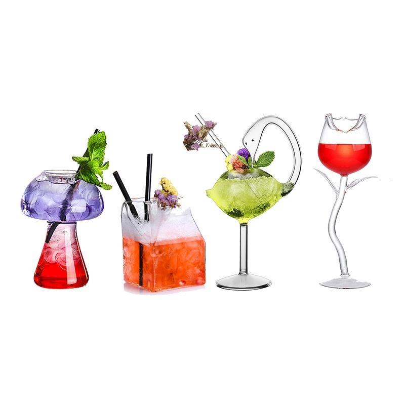 

Creative Cocktail Glass - Mushroom/Swan/Rose/Octopus/Bird Design Cocktail Glass, Novelty Drink Cup for KTV Bar Night Party 100-420ml