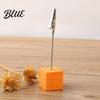 Organizzatore da scrivania per ufficio 2 pezzi Base cubica in legno Portamemo con clip Mini