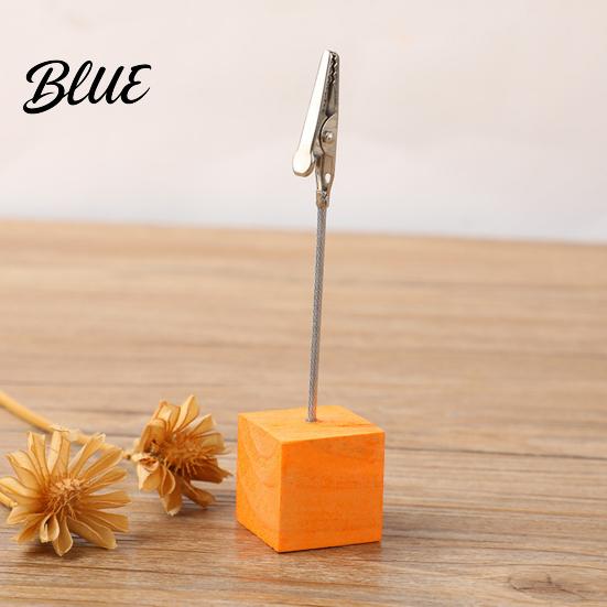 Organizzatore da scrivania per ufficio 2 pezzi Base cubica in legno Portamemo con clip Mini