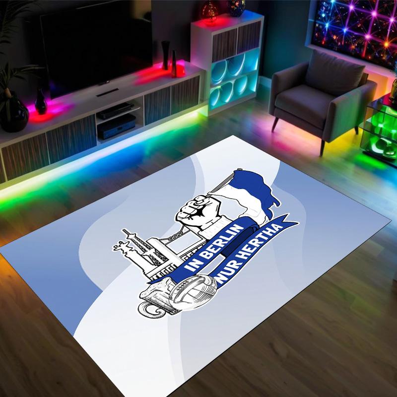 Hertha bsc FC Design Tappeto in Velluto di Cristallo Accogliente Non?Tappeto Stampato Antiscivolo per Camera da Letto Soggiorno Ingresso