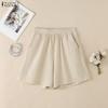 ZANZEA Mulheres Casual Cintura Elástica Solta Shorts de Verão