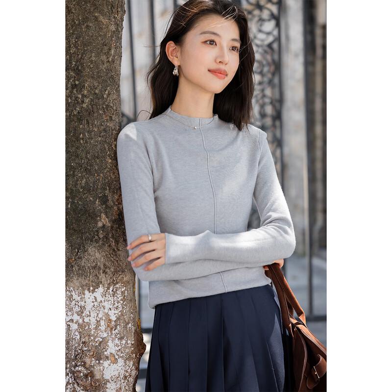 

Women s Shimmer Semi-High Neck Slim-Fit Long Sleeve Top One Size