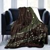 Music Note Piano Pattern Flannel Throw Blanket for Bed Sofa Couch All Season Warm Super Soft Lightweight Blanket King Queen Size