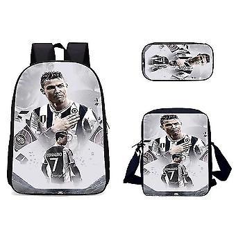 Football Schoolbag Three-Piece Backpack Pencil Bag Satchel Package Primary And Secondary School Students Schoolbag