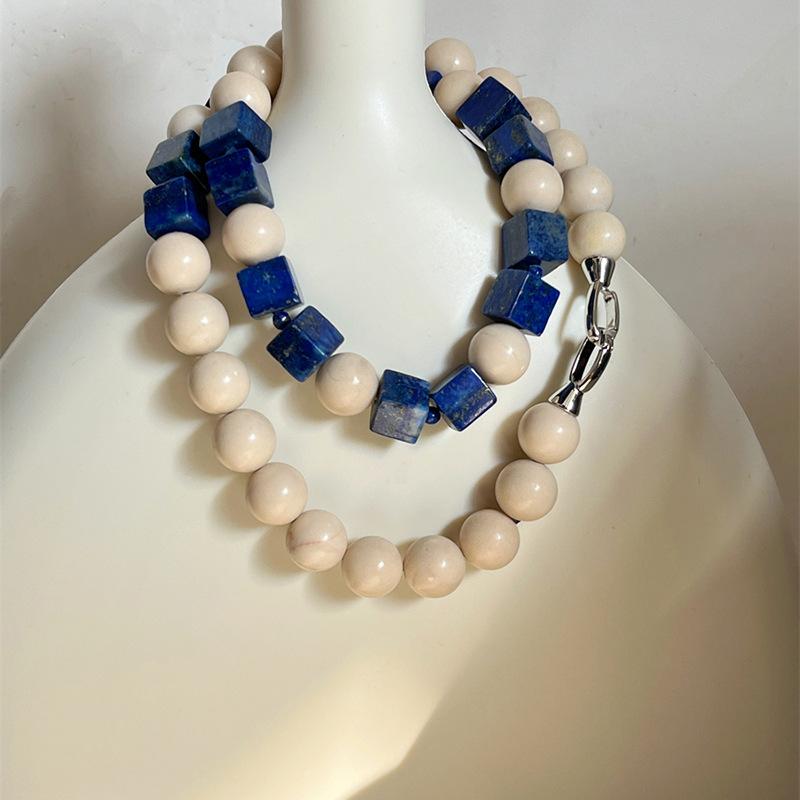 Handmade L Lapis Lazuli Blue Vaion Sle Nelace Fre Out New Chinese Design Collarbone Chain Jewelry Accory