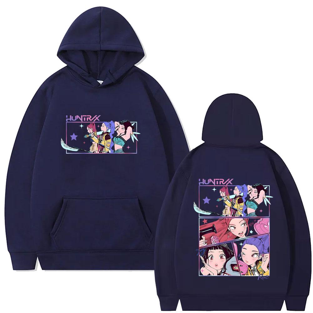 Movie KPop Demon Hunters Rumi Mira Zoey Graphic Hoodie Men Women Korean Fashion Trend Streetwear Fleece Pullover