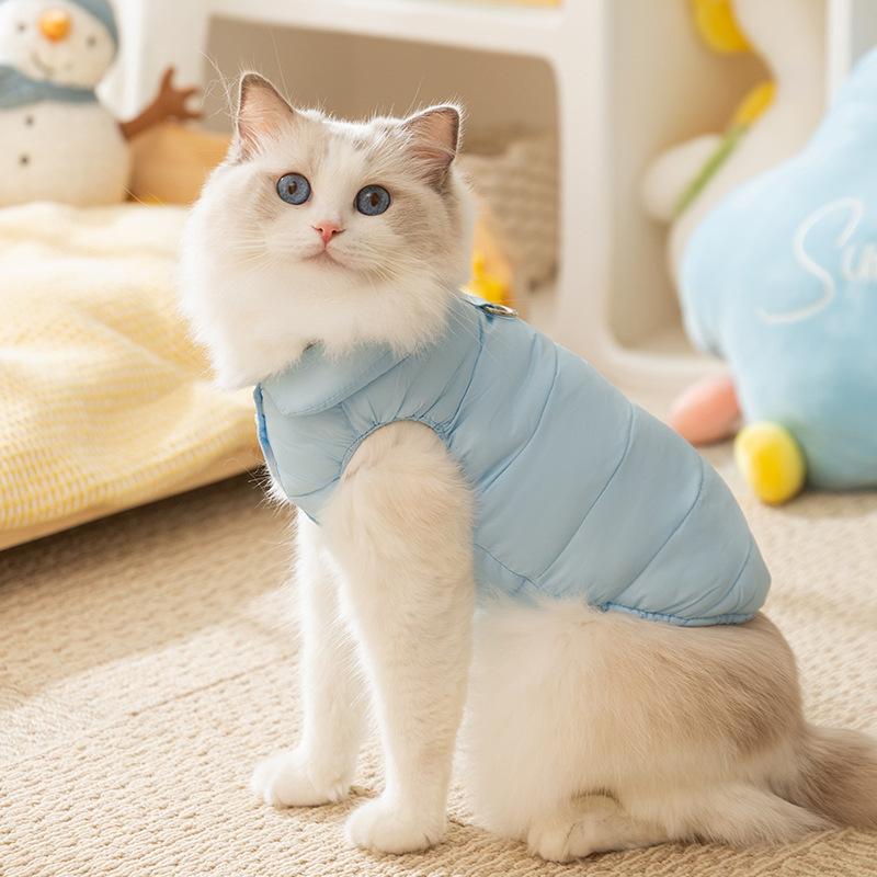 Pet autumn and winter warm small dog puppy dog cat winter down cotton clothes into cat kitten vest cat clothes