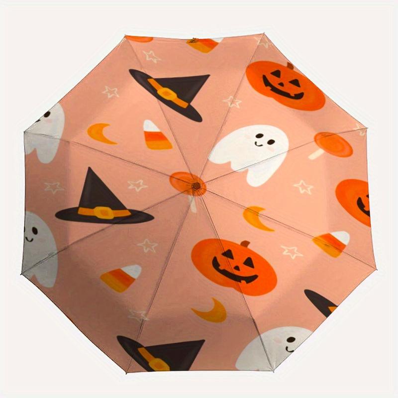 

1pc Halloween Ghosts Umbrella - Auto Open/Close Folding Umbrella with Reinforced 8-Rib Frame, Portable 3-Fold Compact Umbrella, Christmas