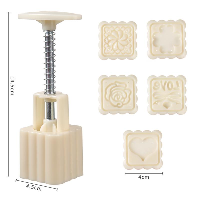 Flower Mooncake Mold Set 1 Mold 5 Stamps Diy Manual Flower Cookie Stamps Mooncake Maker Baking Tool Kitchenware Supplies