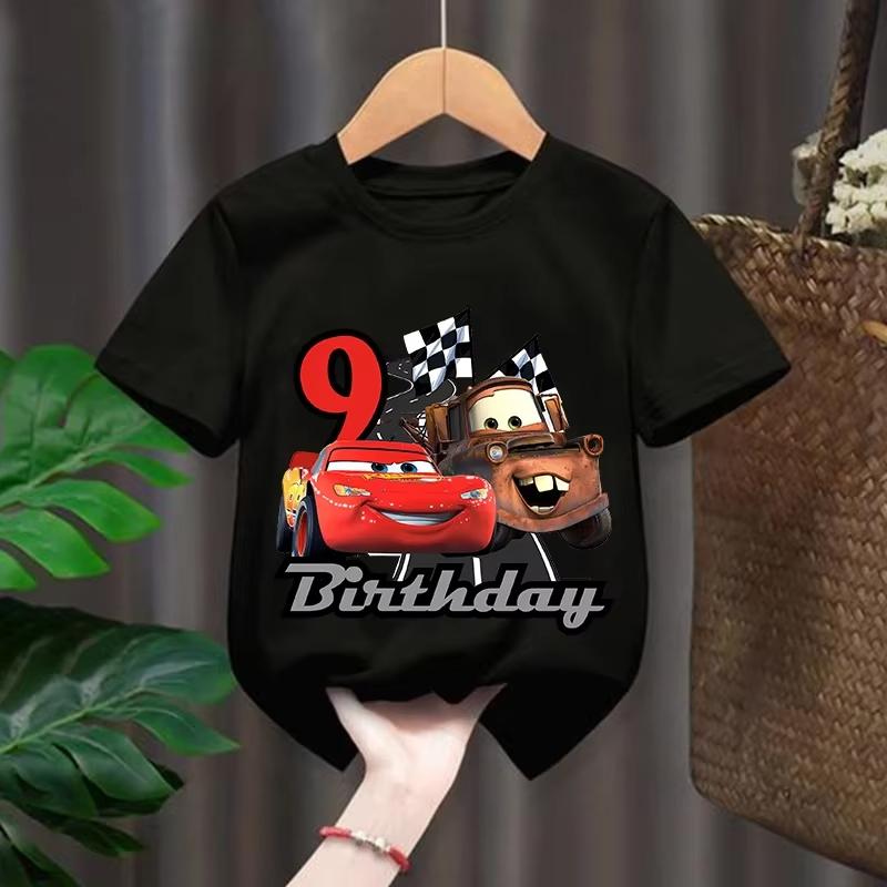 Lightning Mcqueen Boys T Shirt Kids Clothes Birthday Number 19 Print Unisex Women Clothing Party Wear Cotton Tops Cars Tee