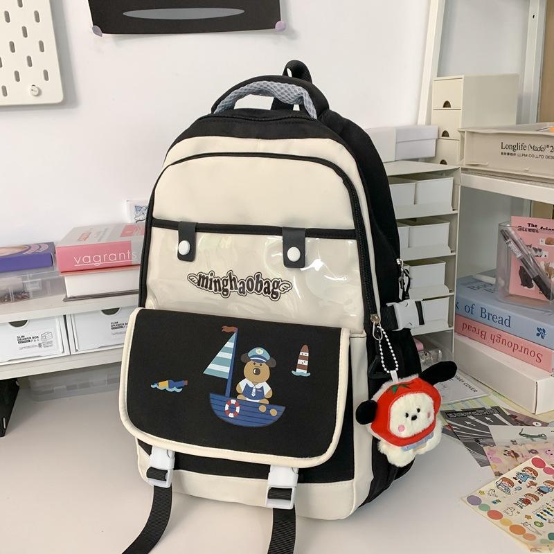 School Bag New School Bag Female College Students Junior High School Large Capacity Simple Cartoon Primary School Students Backpack Campus Tide