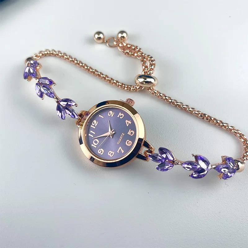 New Women's Quartz Watch with Diamond Accents, Small Dial, Delicate Bracelet, Adjustable Jewelry Quartz Watch