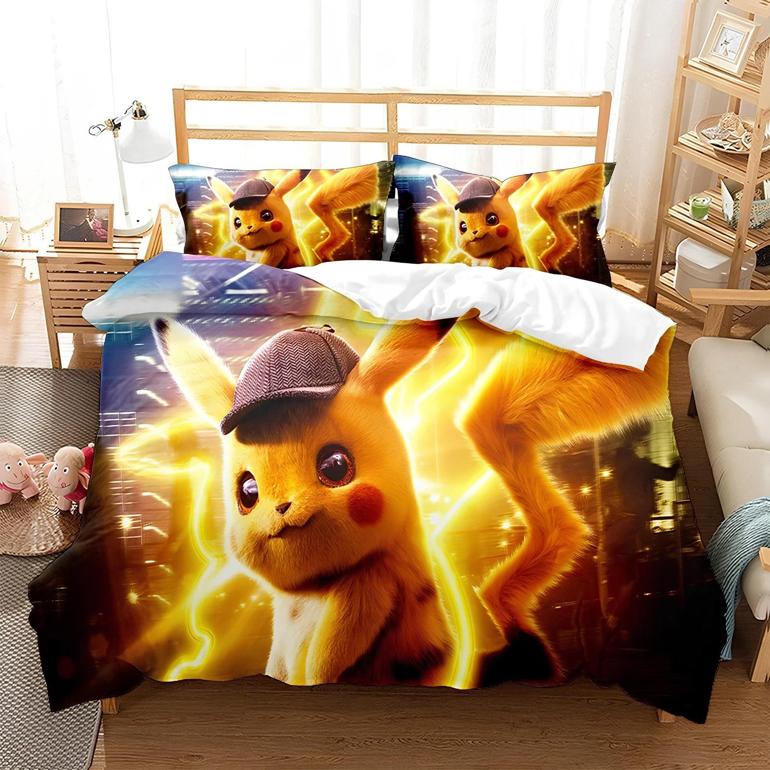 Pokemon Duvet Cover, Pikachu Bedding Set, Digital Printed Duvet Cover Set, Create Your Own Bedding, Custom Duvet Cover 135x200cm