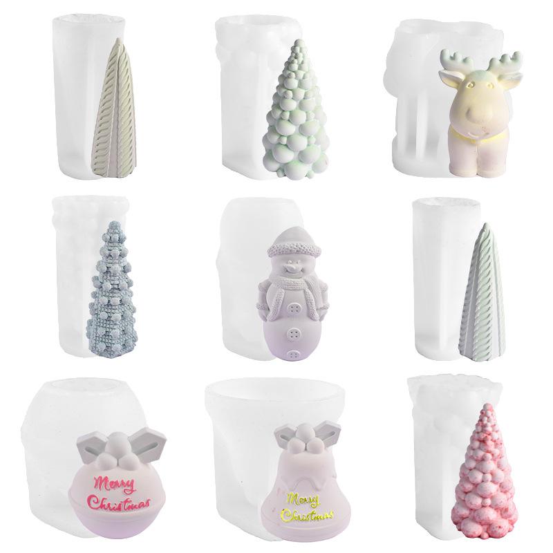 3D DIY Christmas  Silicone Candle Soap Epoxy Resin Wax Mold Silicone Cake Chocolate Making Christmas Gift Home Party Decoration