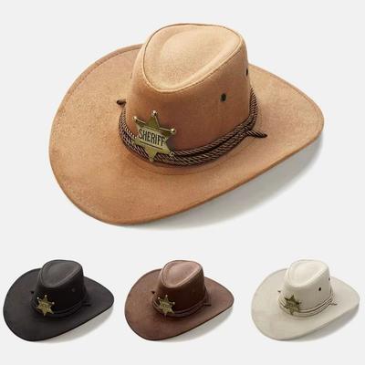 Solid Color Beach Cowboy Hat Artificial Suede Jazz Hat Unisex Party Cosplay Hat