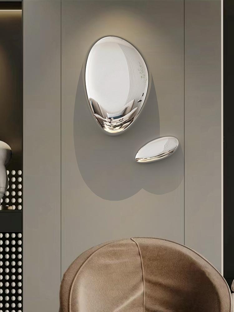 Creative Imitation Stainless Steel Goose Egg Stone Wall Decoration Modern Hotel Hanging Water Droplet Wall Decoration Artwork