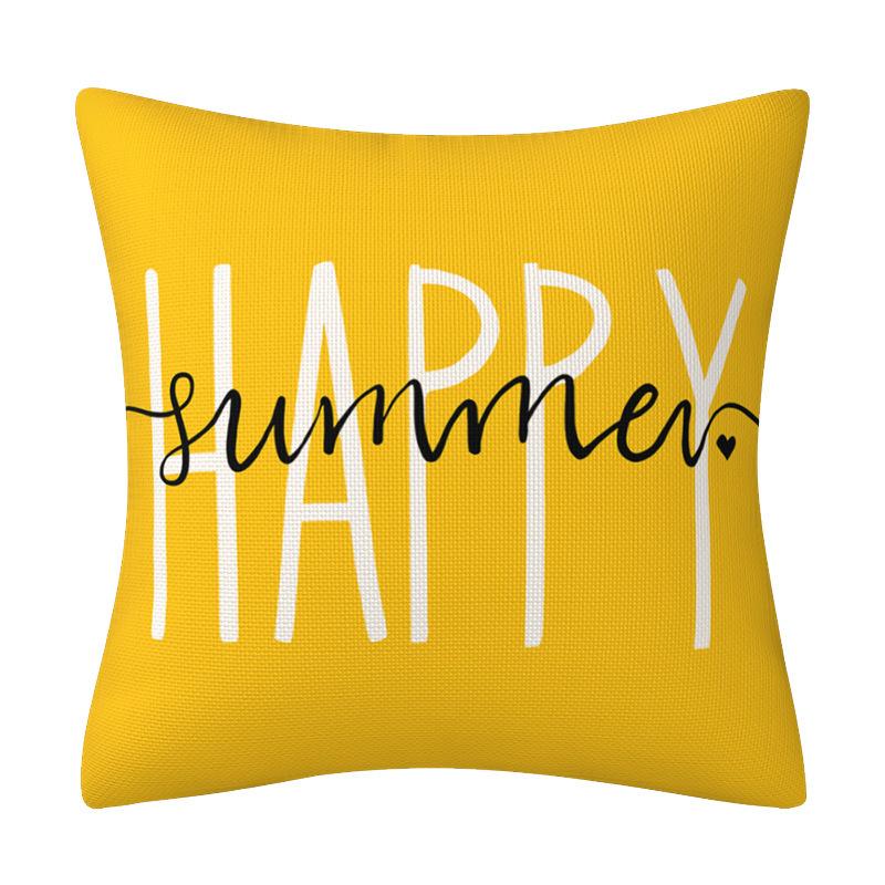 Summer Small Daisy Linen Pillowcase Yellow Letters Fresh Pillow Home Decoration Pillowcase