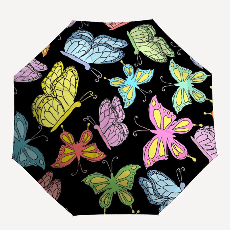 

1pc Butterfly PatternAutomatic Open/close Umbrella, 8-Rib sturdy structure, Portable Travel Umbrella, Parties, Everyday Usec93