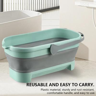 Rectangular Plastic Washing Basin Large Capacity Foldable Mop Bucket Anti-Slip Portable Washing Tub for Camping Traveling Picnic
