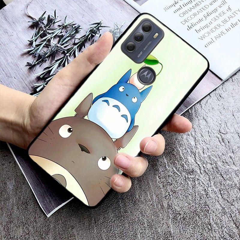 Cartoon Happy Totoro Cat Case for Motorola Moto EDGE 20pro 20lite E6 E7 Cover G STYLUS GPLAY GPOWER G 5G PLUS G30 G100 Coque