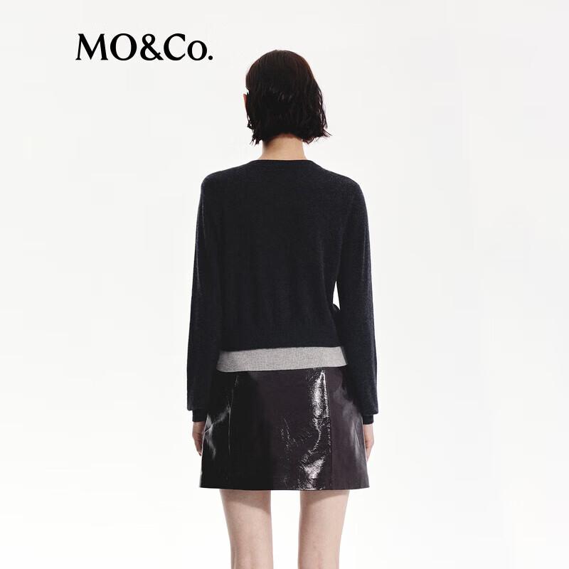 MO&Co. Wool Cashmere Blend Faux Two-Piece Knit Cardigan