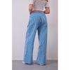 Women’s Drawstring Striped Wide-Leg Casual Trousers – Low-Waisted, Loose-Fitting Trousers