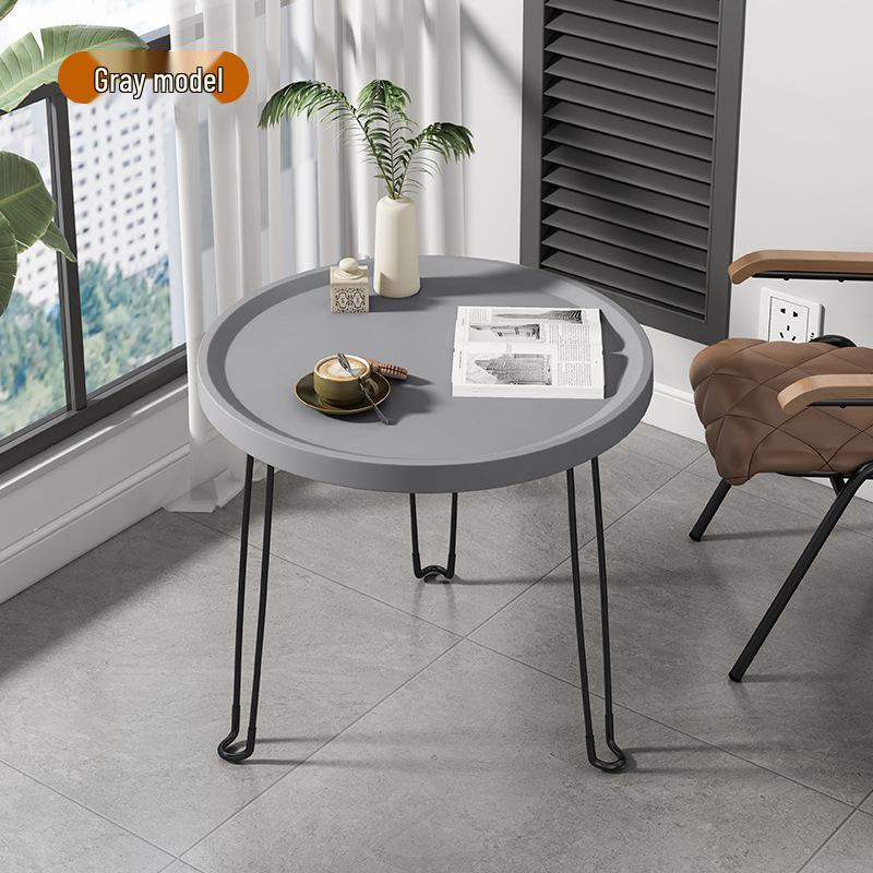 Foldable Sofa Side Table - Small Round Living Room or Bedroom Coffee Table