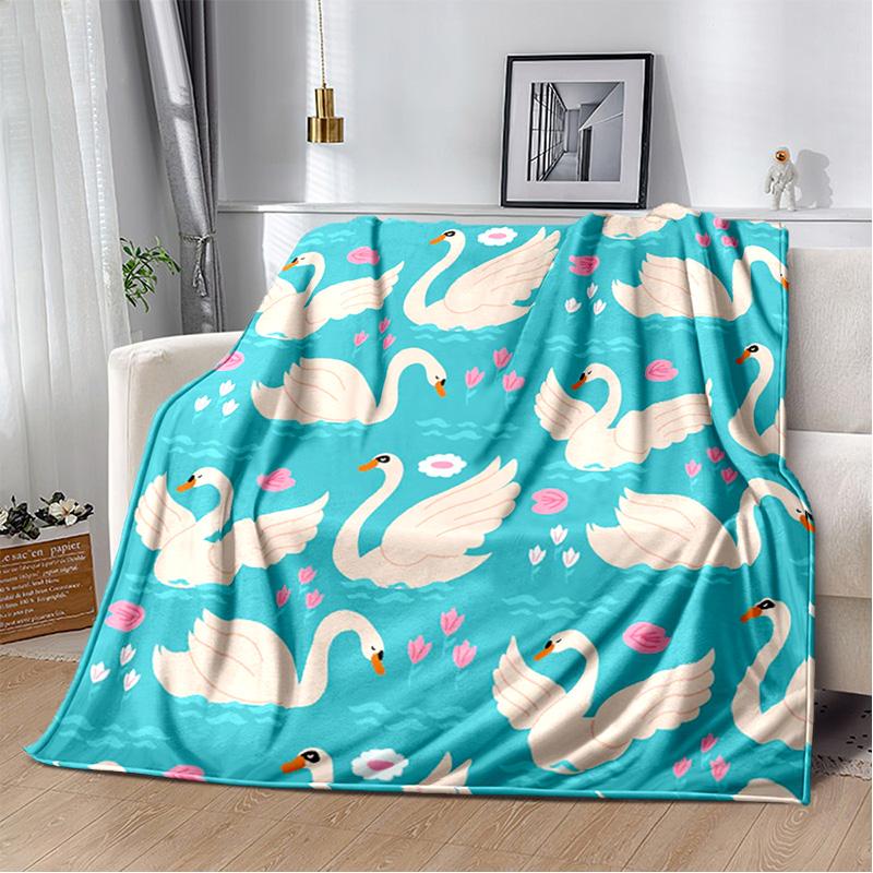 HD Cartoon Cute Swan Cygnus Soft Plush Blanket,Flannel Blanket Throw Blanket for Living Room Bedroom Bed Sofa Kids Cover Gitt 3D