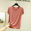 Ice Silk Round Neck Short-sleeved T-shirt, Thin Flying Edge, Sweet and Simple Bottoming Shirt, Slim Slimming Women's Top