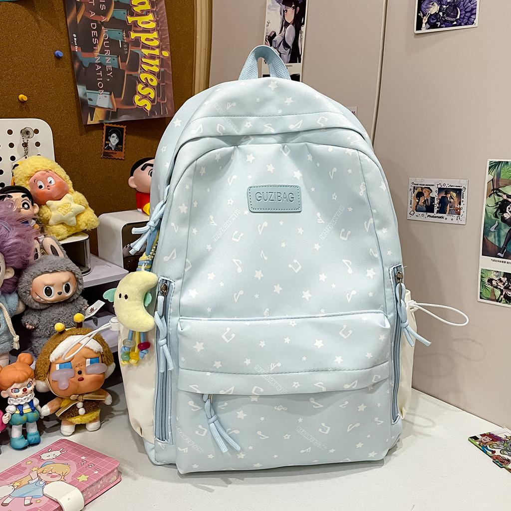 Student Schoolbag Girl Junior High School Large Capacity Cute Graffiti Star Backpack Ins Wind Student High School Backpack