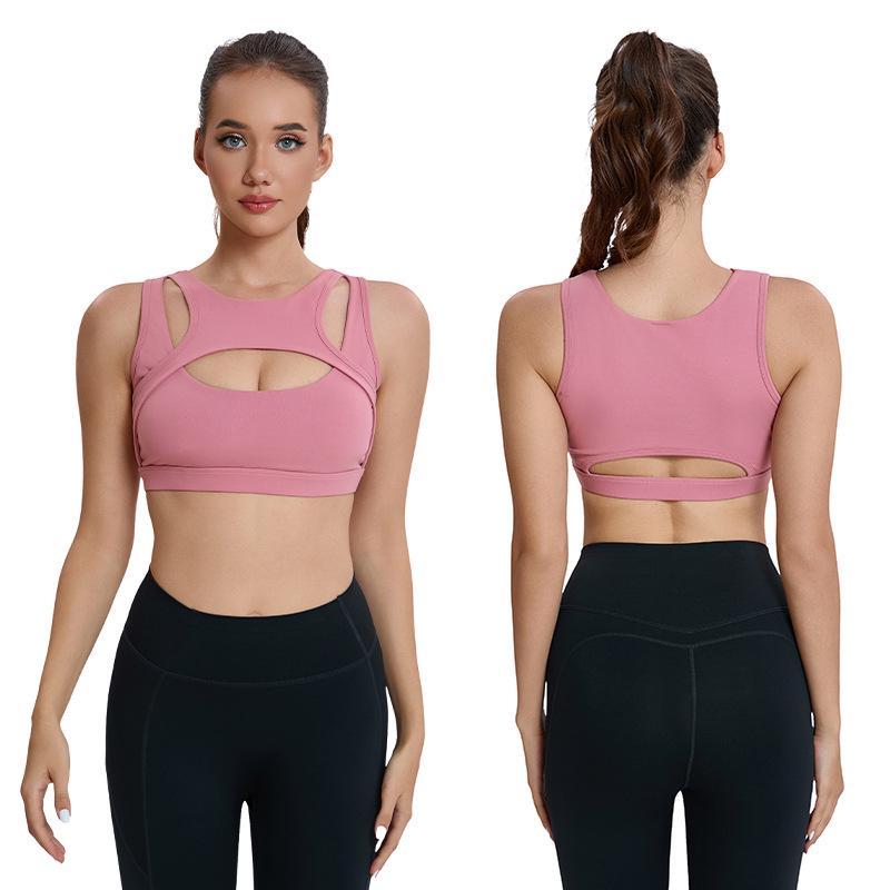 European & American Shockproof Sports Bra - Women's Large Bust Yoga & Fitness Vest with Hollow Design