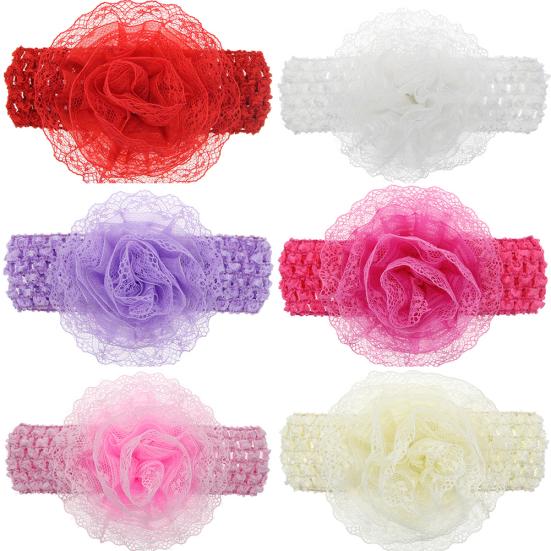 Roztomilé děti Holčička Batole Krajka Květinová čelenka Elastická čelenka do vlasů