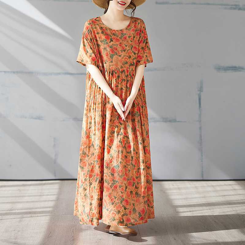 

Летняя блузка с коротким рукавом и круглым вырезом, богемная длинная юбка average size