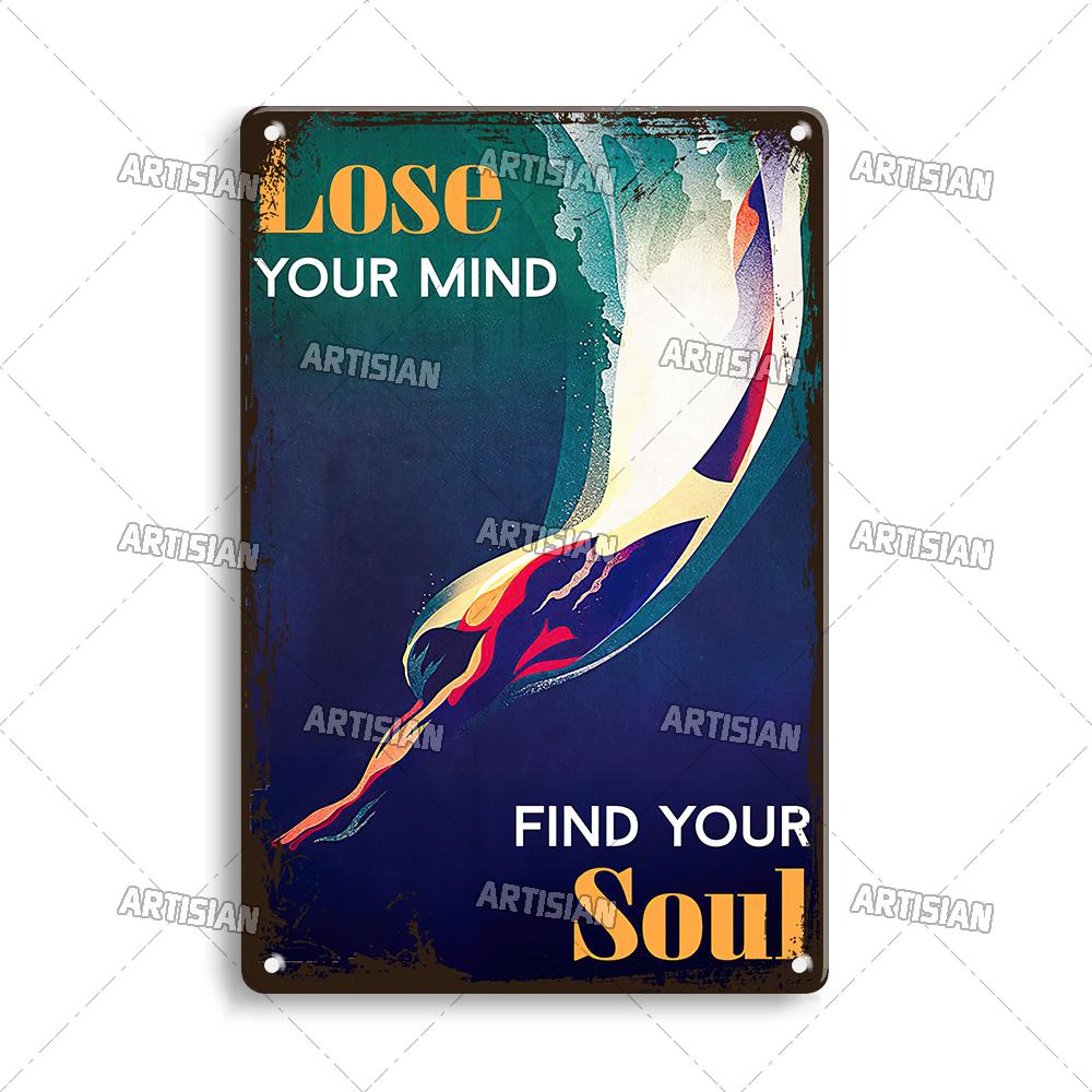 Artisian Sport Metallschild Schwimmen Blechschild Tauchen Dekoratives Poster Wanddeko Garage Bar Pub Club Hotel Café Küche Zuhause