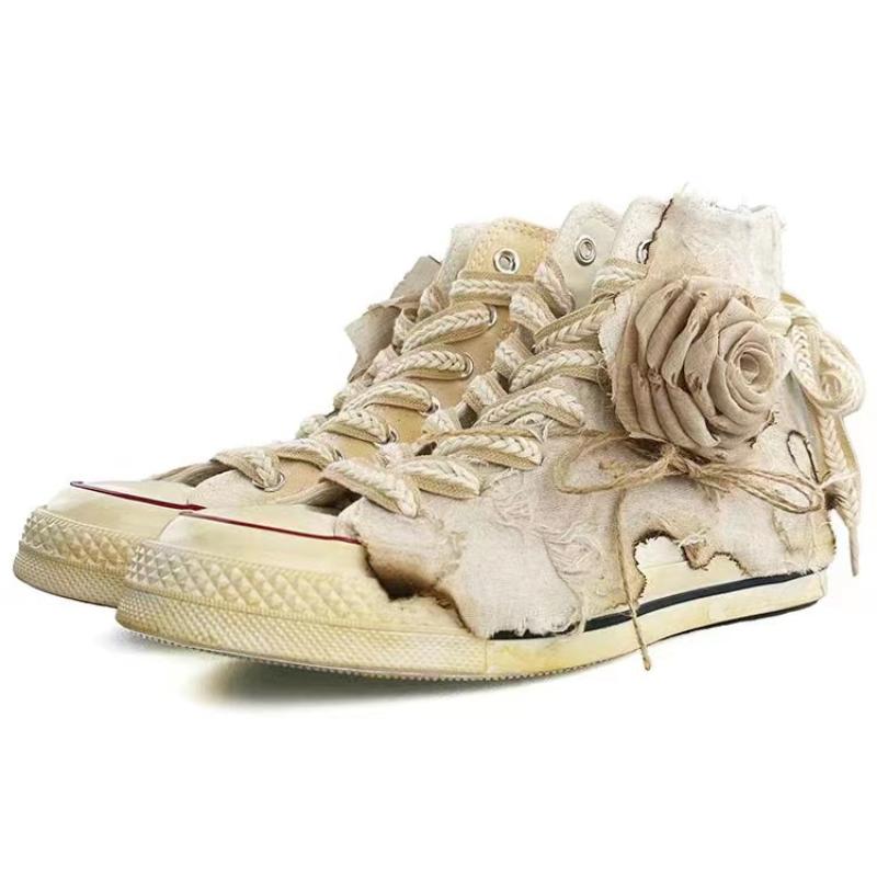 Converse 1970s All Star Burning Rose Vintage Non-Slip Abrasion Wrap Lightweight High Top Espadrilles Unisex Beige