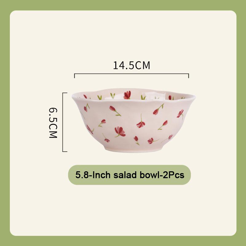 SOLECASA Ceramic Dinner Plates Soup Bowl Rice Salad Bowl Coffee Mug Floral pattern Kitchen Dinnerware Dinner Dish Microwave safe