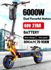 EU Certified YUME X11+ Electric Scooter 6000W Dual Motor, 60V 27Ah.Battery , 11-inch Tires, Top Speed 95km/h, Range 100Km.
