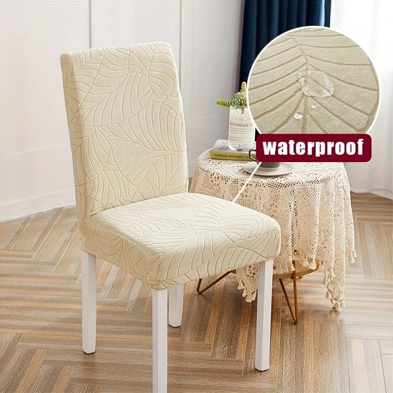Waterproof Chair Covers Jacquard Fabric Furniture Protector Stretch Washable Removable Hotel Chair Slipcover(1/2/4/6/ Pieces)