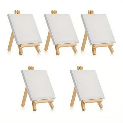 6Set Mini Canvases White Stretched Blank Sandpieces for Painting Art Supplies Package